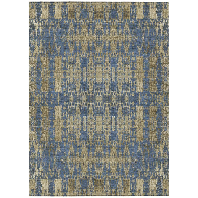 10' X 14' Blue Taupe And Beige Moroccan Washable Indoor Outdoor Area Rug Homeroots Outdoor