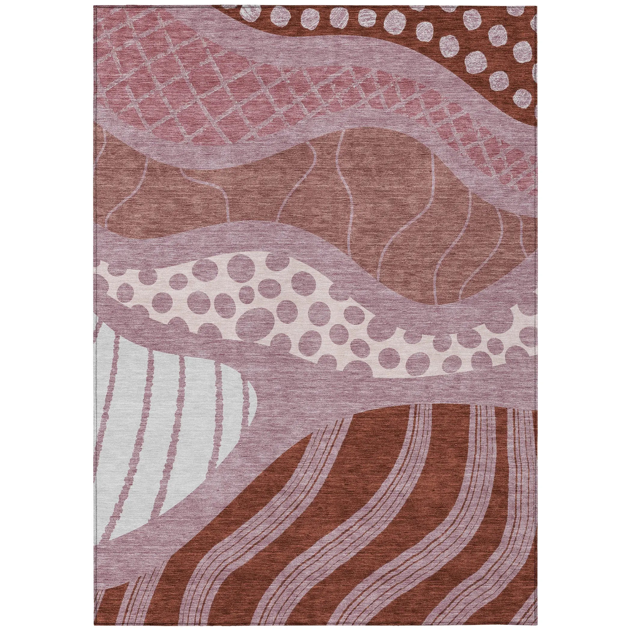 10' X 14' Blush And Brown Abstract Washable Indoor Outdoor Area Rug Homeroots Outdoor
