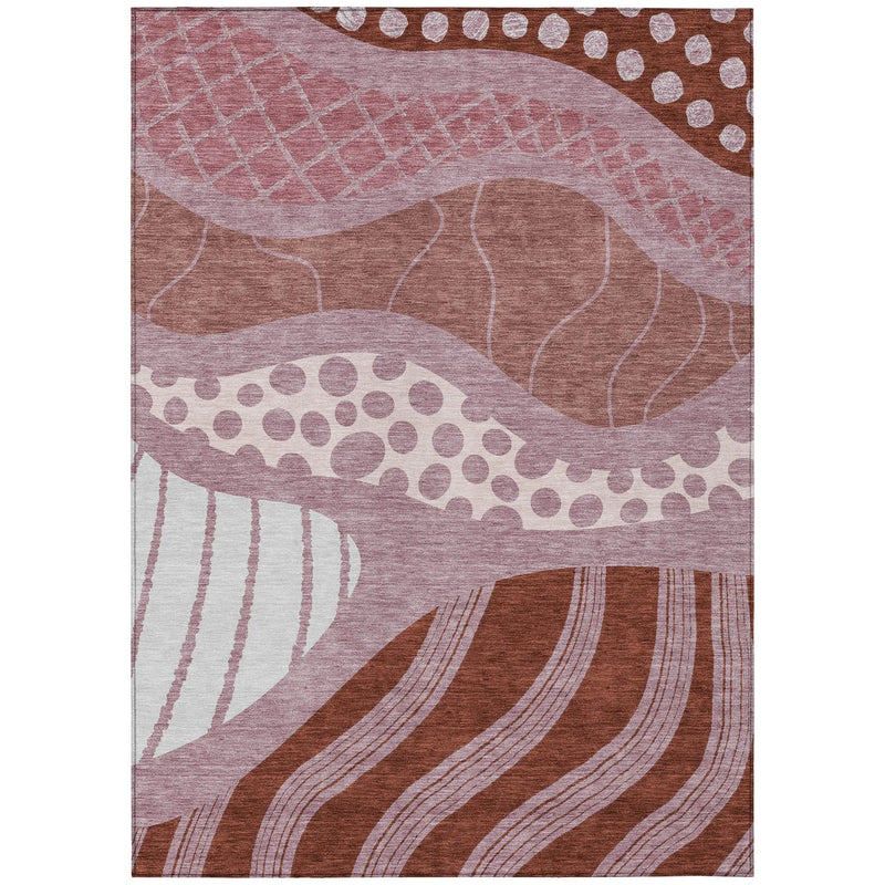 10' X 14' Blush And Brown Abstract Washable Indoor Outdoor Area Rug Homeroots Outdoor