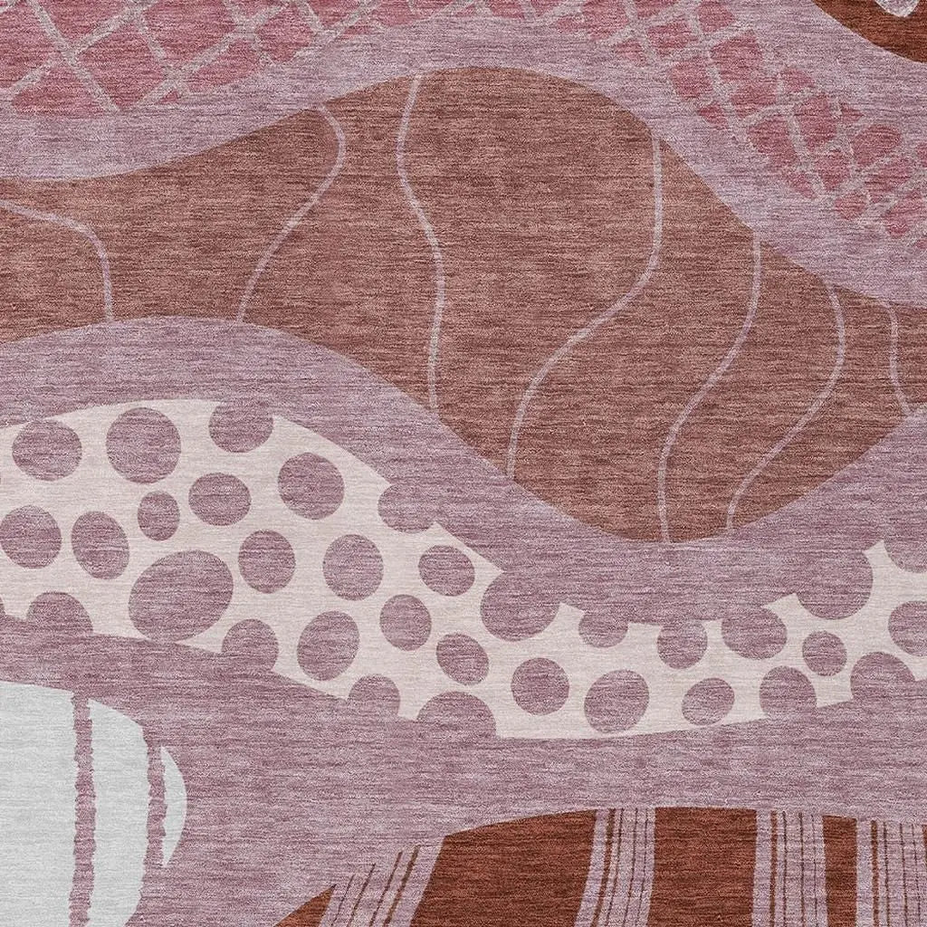 10' X 14' Blush And Brown Abstract Washable Indoor Outdoor Area Rug Homeroots Outdoor