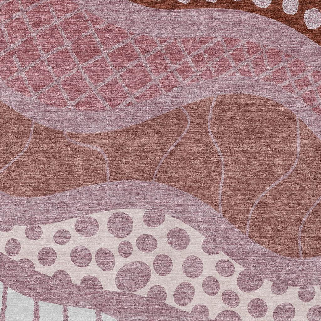 10' X 14' Blush And Brown Abstract Washable Indoor Outdoor Area Rug Homeroots Outdoor