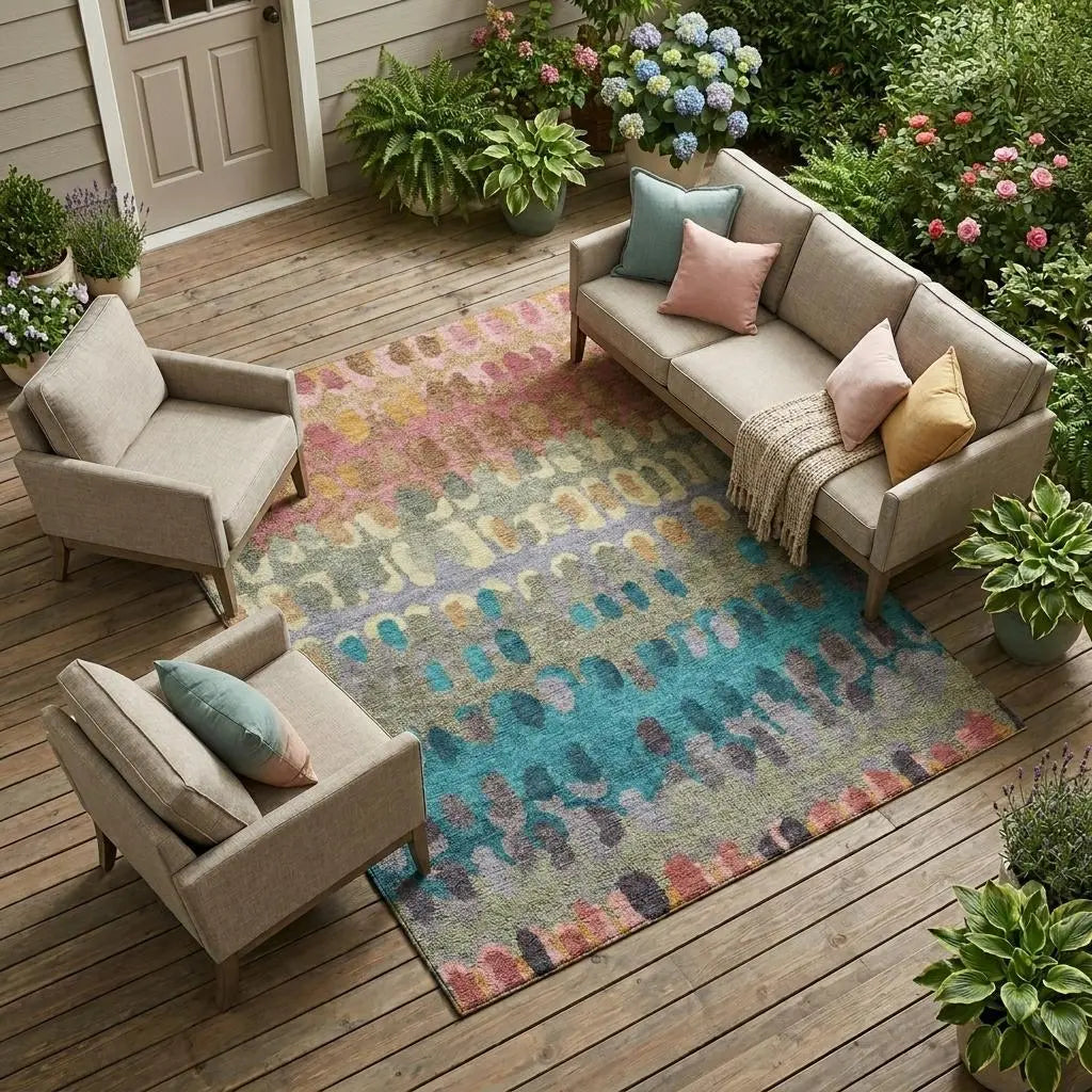 10' X 14' Blush And Copper Geometric Washable Indoor Outdoor Area Rug Homeroots Outdoor