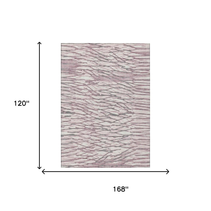 10' X 14' Blush And Pink Abstract Washable Indoor Outdoor Area Rug Homeroots Outdoor