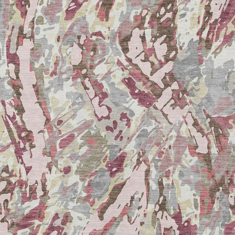 10' X 14' Blush And Pink Abstract Washable Indoor Outdoor Area Rug Homeroots Outdoor