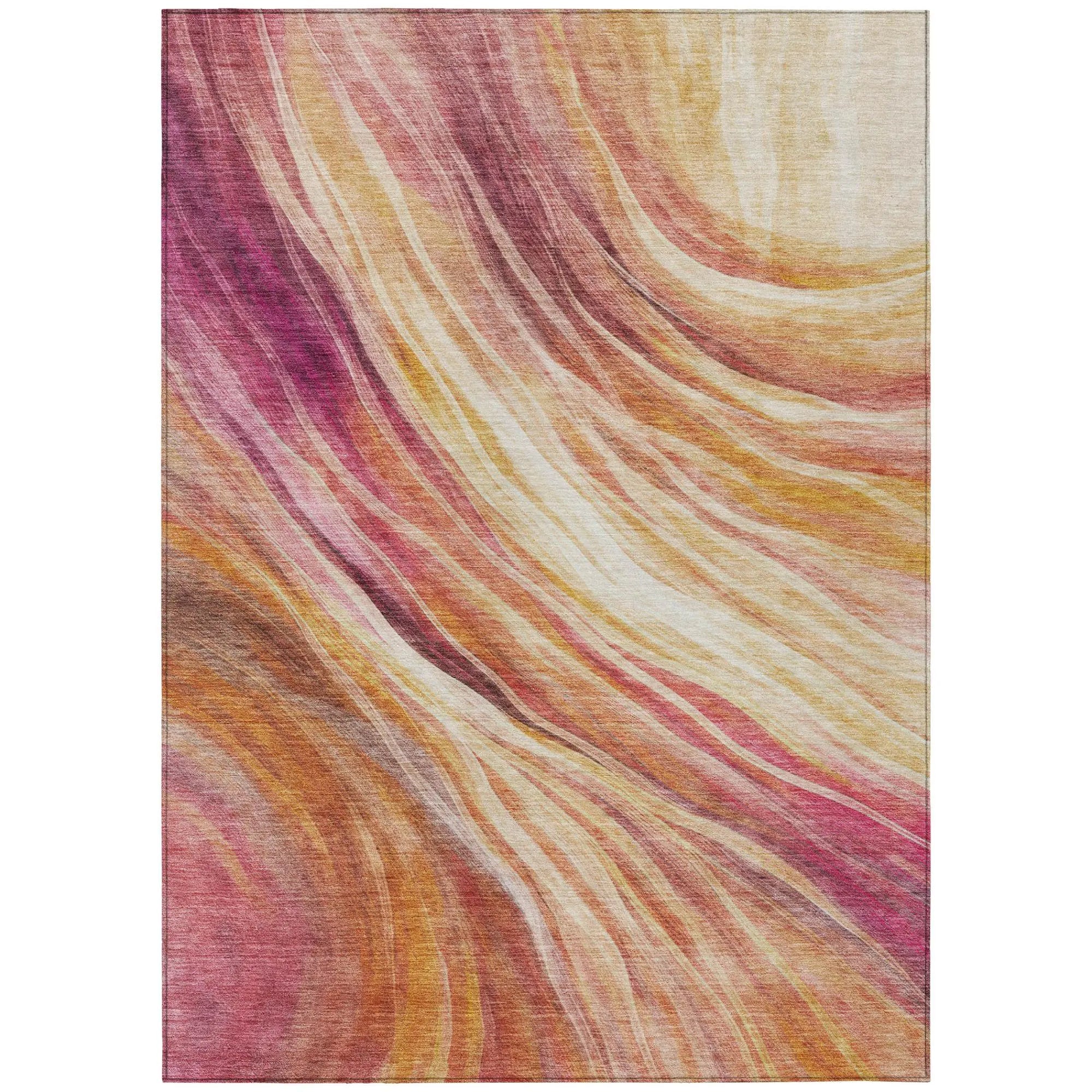 10' X 14' Blush And Pink Abstract Washable Indoor Outdoor Area Rug Homeroots Outdoor