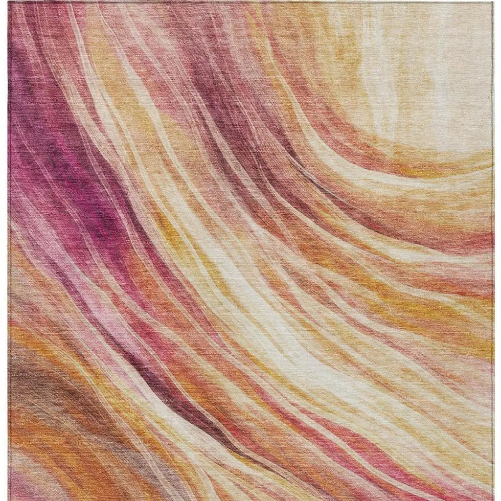 10' X 14' Blush And Pink Abstract Washable Indoor Outdoor Area Rug Homeroots Outdoor