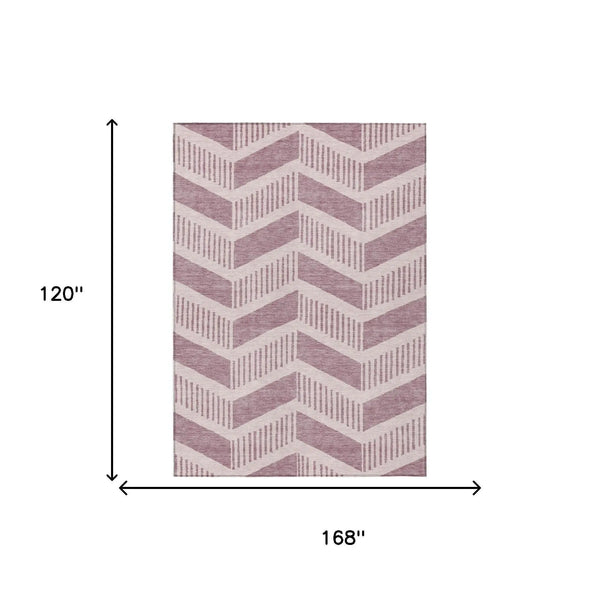 10' X 14' Blush And Pink Geometric Washable Indoor Outdoor Area Rug Homeroots Outdoor