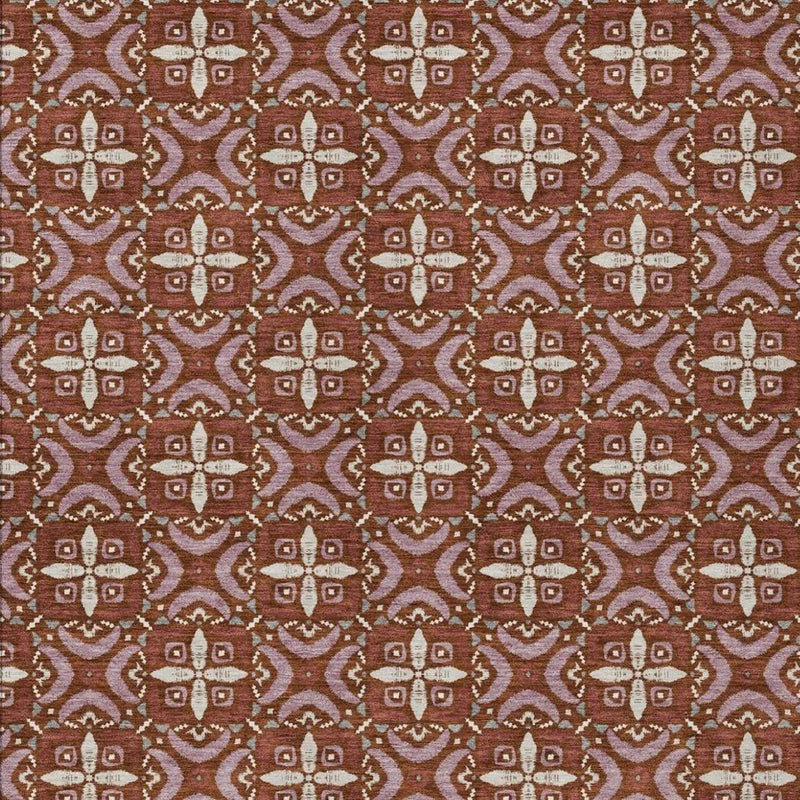 10' X 14' Brick Red And Red Geometric Washable Indoor Outdoor Area Rug Homeroots Outdoor