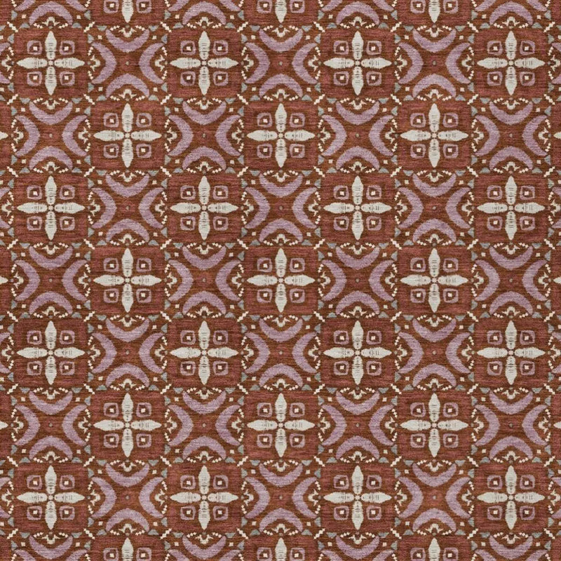 10' X 14' Brick Red And Red Geometric Washable Indoor Outdoor Area Rug Homeroots Outdoor