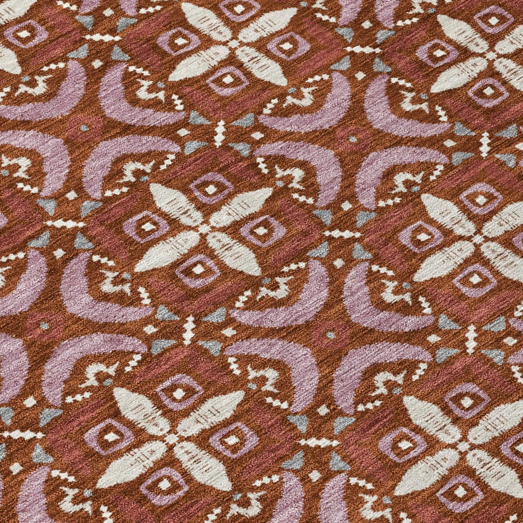 10' X 14' Brick Red And Red Geometric Washable Indoor Outdoor Area Rug Homeroots Outdoor