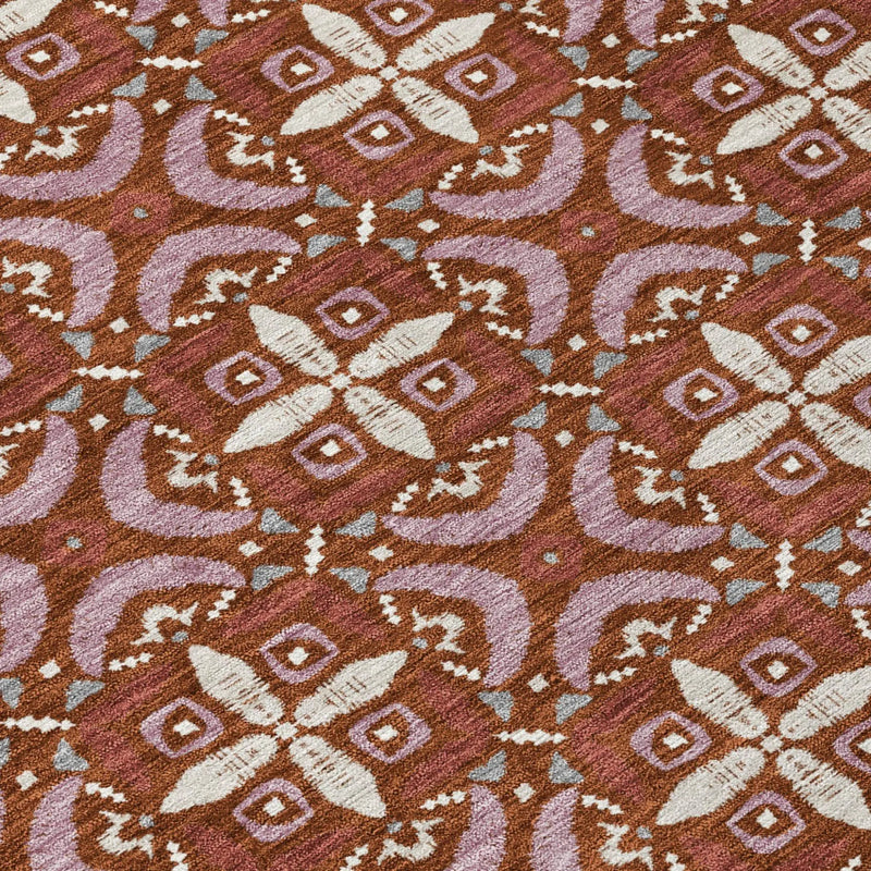 10' X 14' Brick Red And Red Geometric Washable Indoor Outdoor Area Rug Homeroots Outdoor