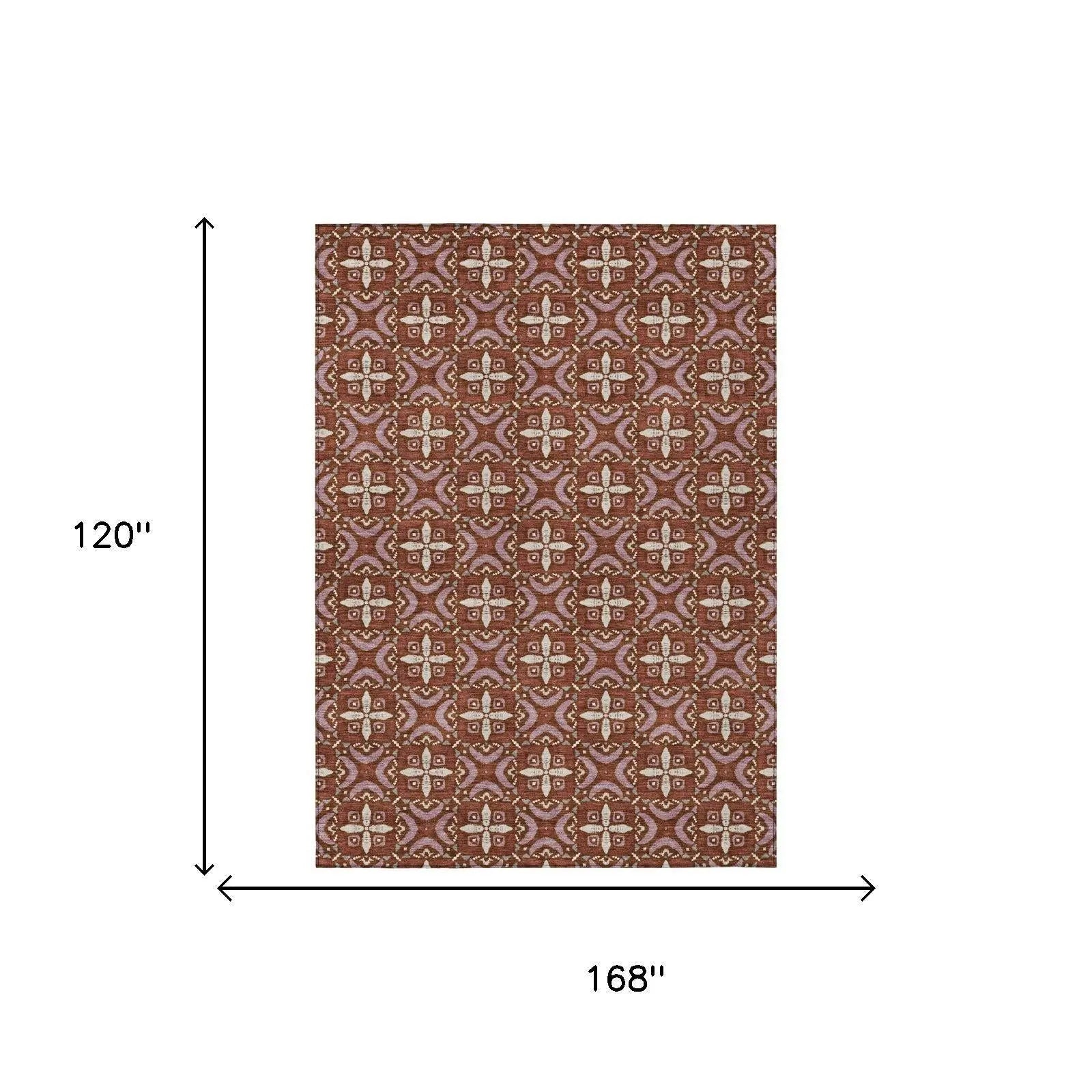 10' X 14' Brick Red And Red Geometric Washable Indoor Outdoor Area Rug Homeroots Outdoor