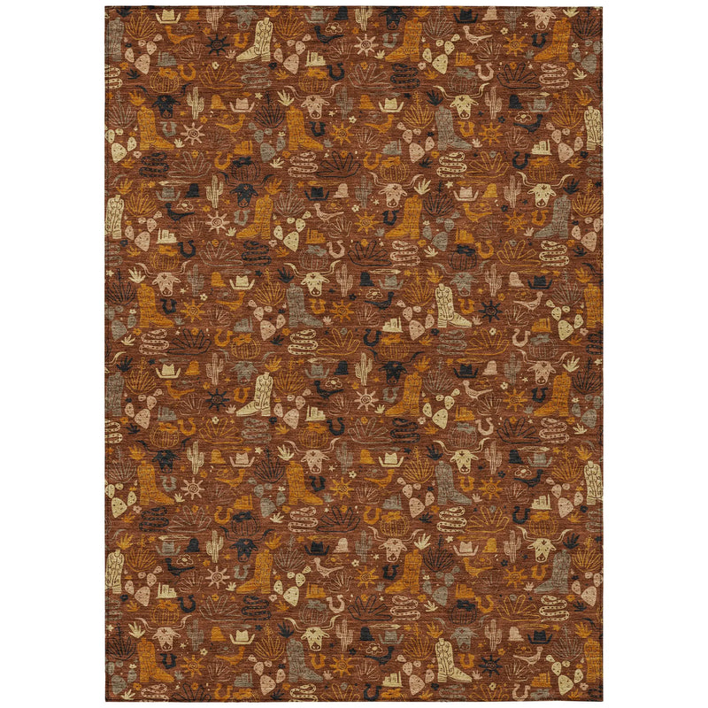 10' X 14' Brick Red And Red Stars Washable Indoor Outdoor Area Rug Homeroots Outdoor