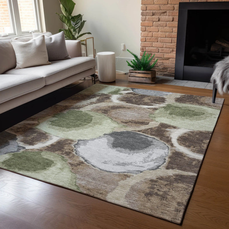 10' X 14' Brown And Beige Abstract Washable Indoor Outdoor Area Rug Homeroots Outdoor