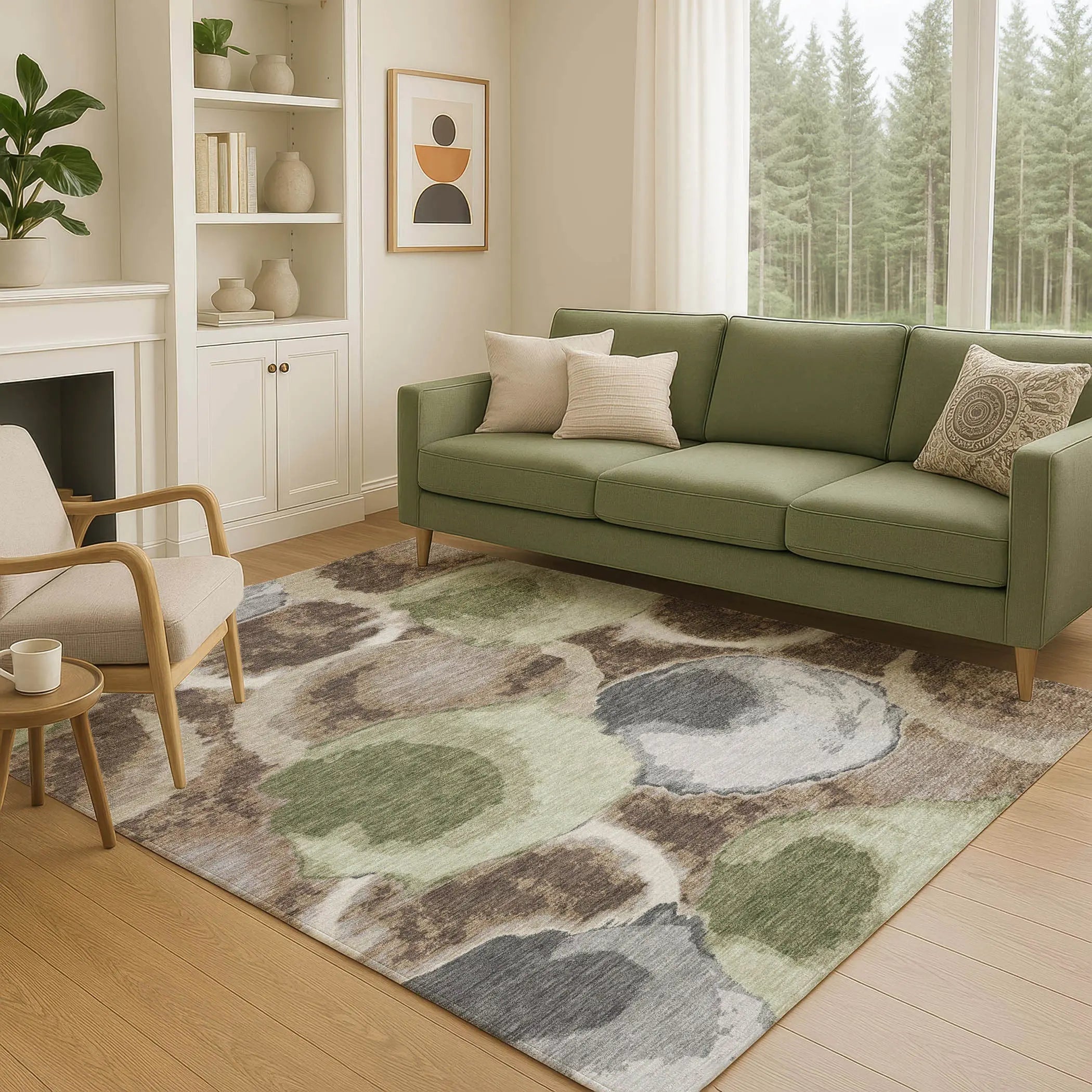 10' X 14' Brown And Beige Abstract Washable Indoor Outdoor Area Rug Homeroots Outdoor