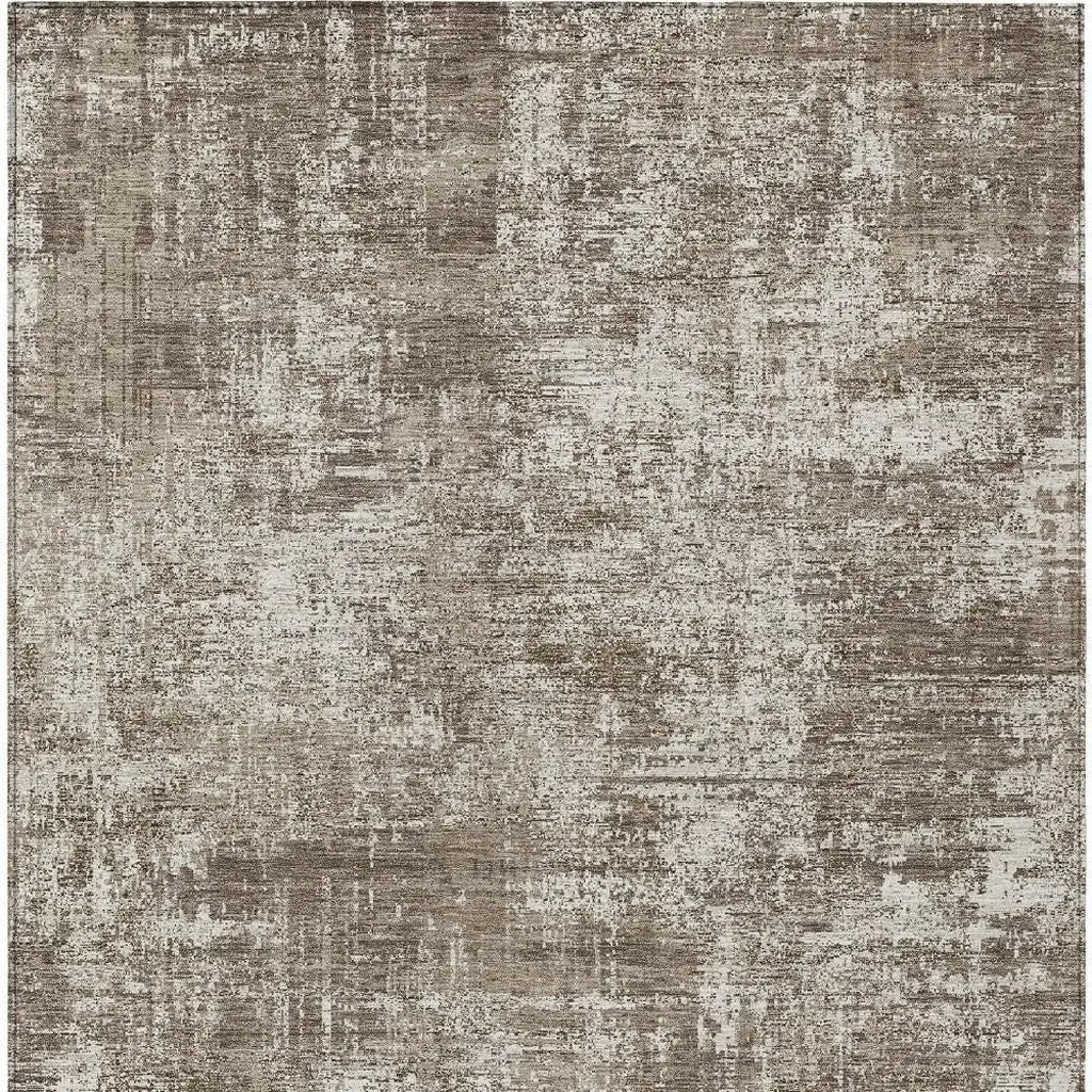 10' X 14' Brown And Beige Abstract Washable Indoor Outdoor Area Rug Homeroots Outdoor