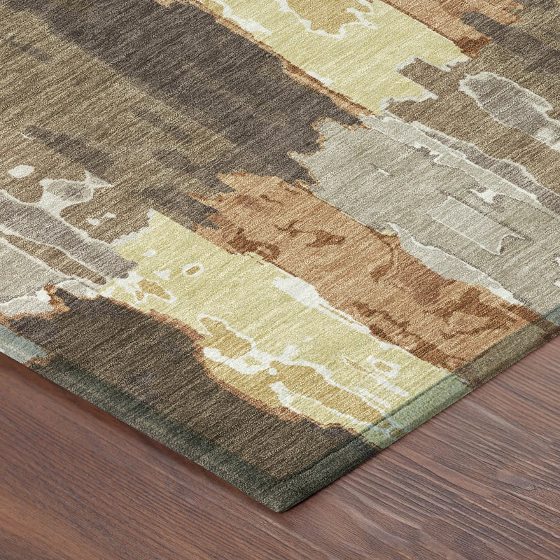 10' X 14' Brown And Beige Abstract Washable Indoor Outdoor Area Rug Homeroots Outdoor