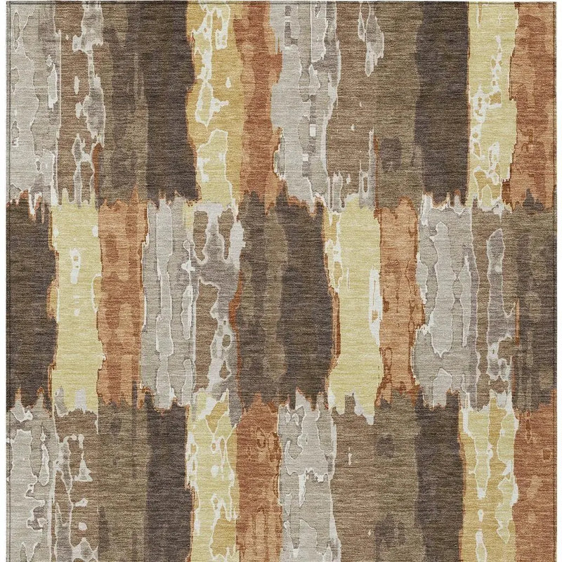 10' X 14' Brown And Beige Abstract Washable Indoor Outdoor Area Rug Homeroots Outdoor