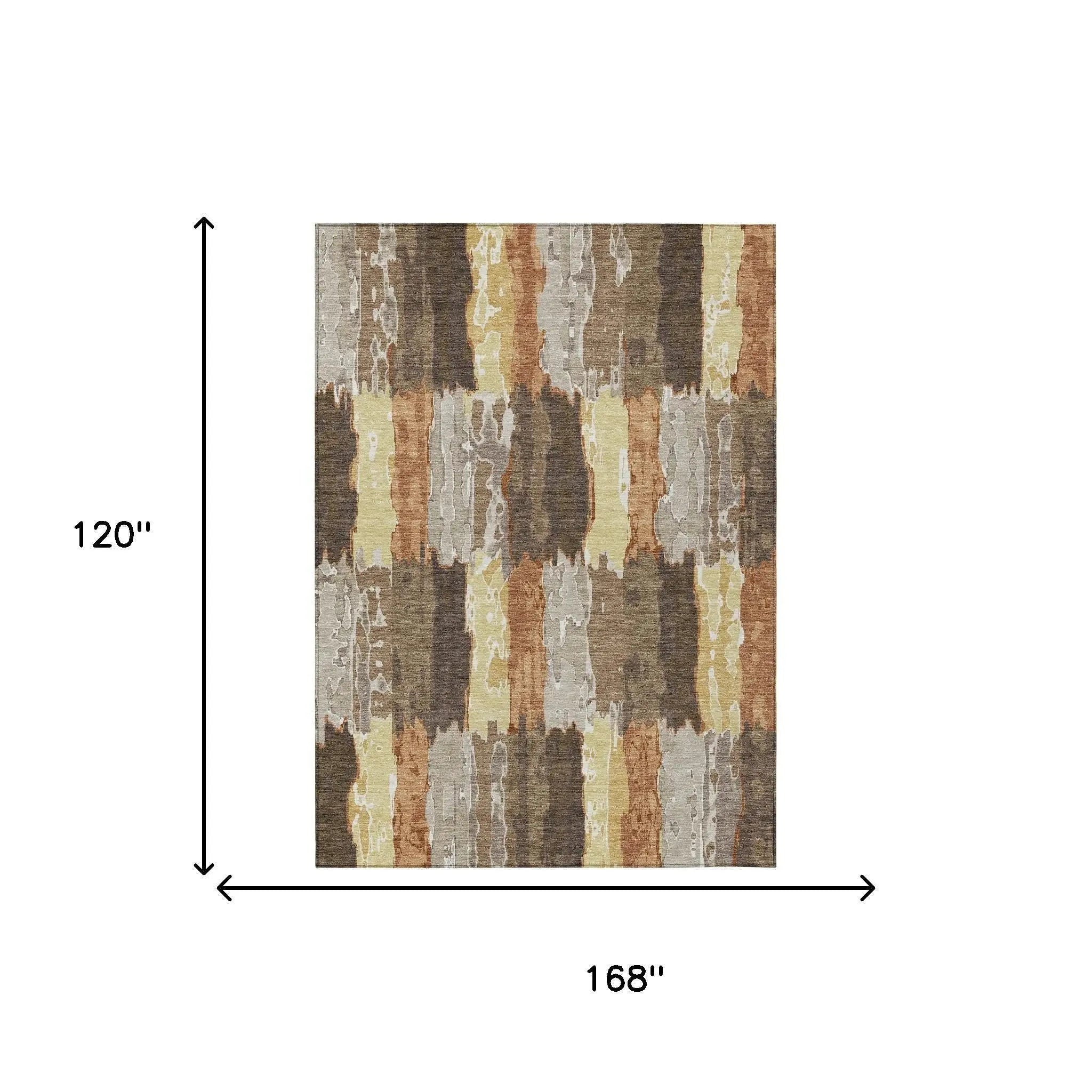 10' X 14' Brown And Beige Abstract Washable Indoor Outdoor Area Rug Homeroots Outdoor
