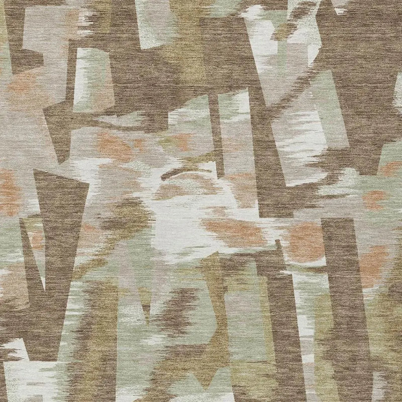 10' X 14' Brown And Beige Abstract Washable Indoor Outdoor Area Rug Homeroots Outdoor