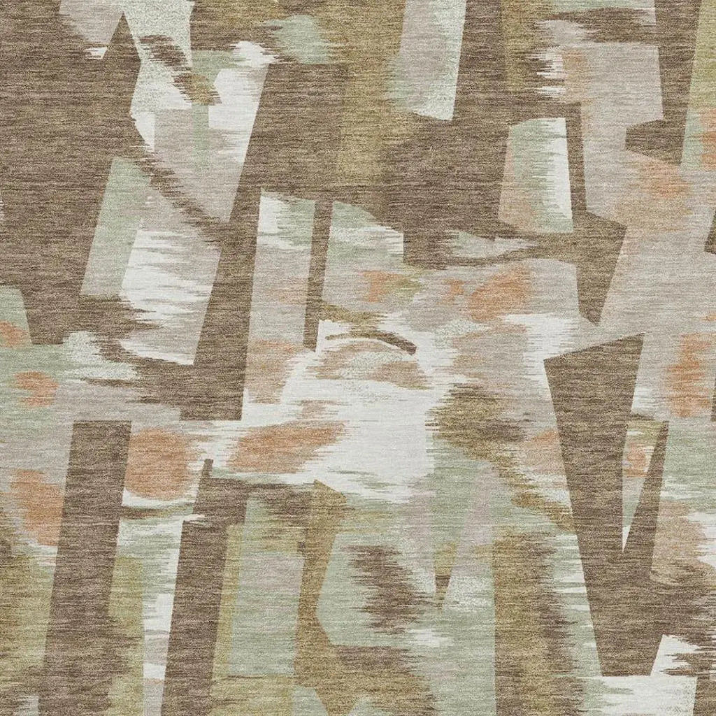 10' X 14' Brown And Beige Abstract Washable Indoor Outdoor Area Rug Homeroots Outdoor