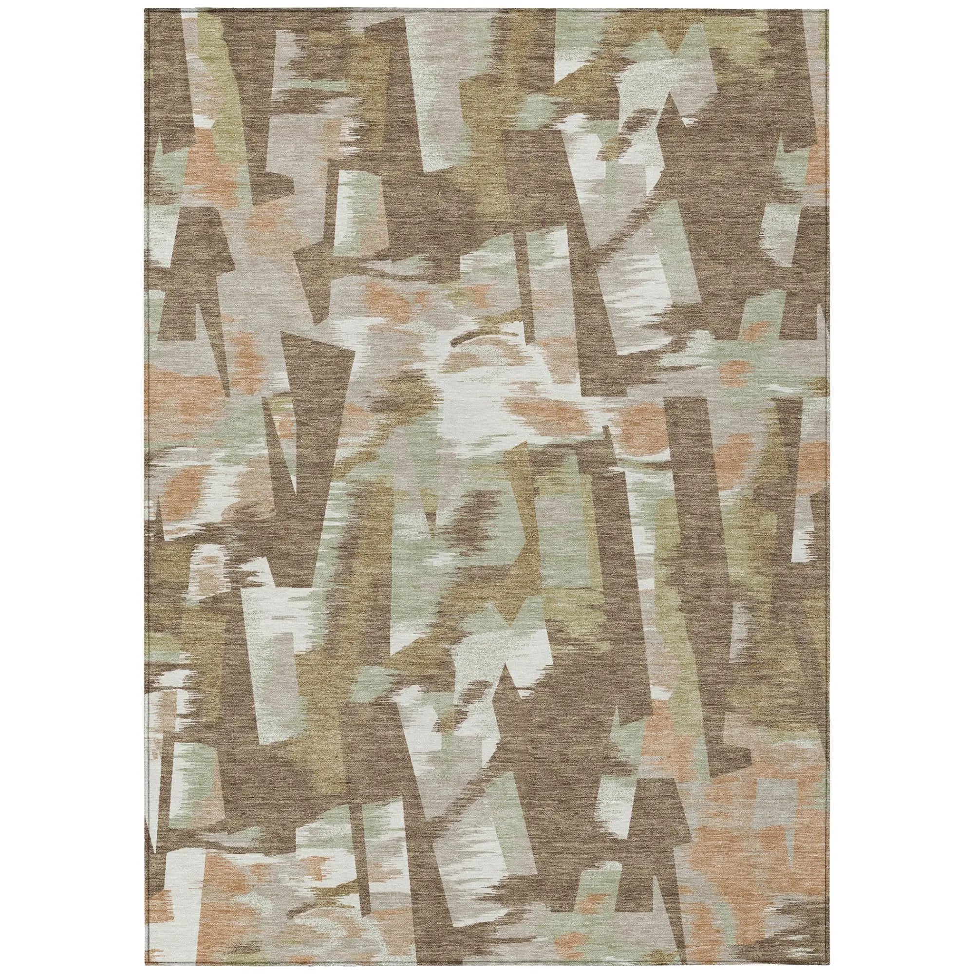 10' X 14' Brown And Beige Abstract Washable Indoor Outdoor Area Rug Homeroots Outdoor
