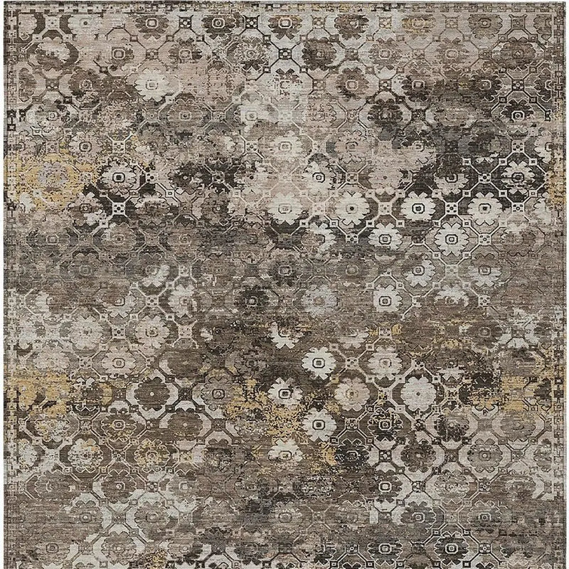 10' X 14' Brown And Beige Abstract Washable Indoor Outdoor Area Rug Homeroots Outdoor