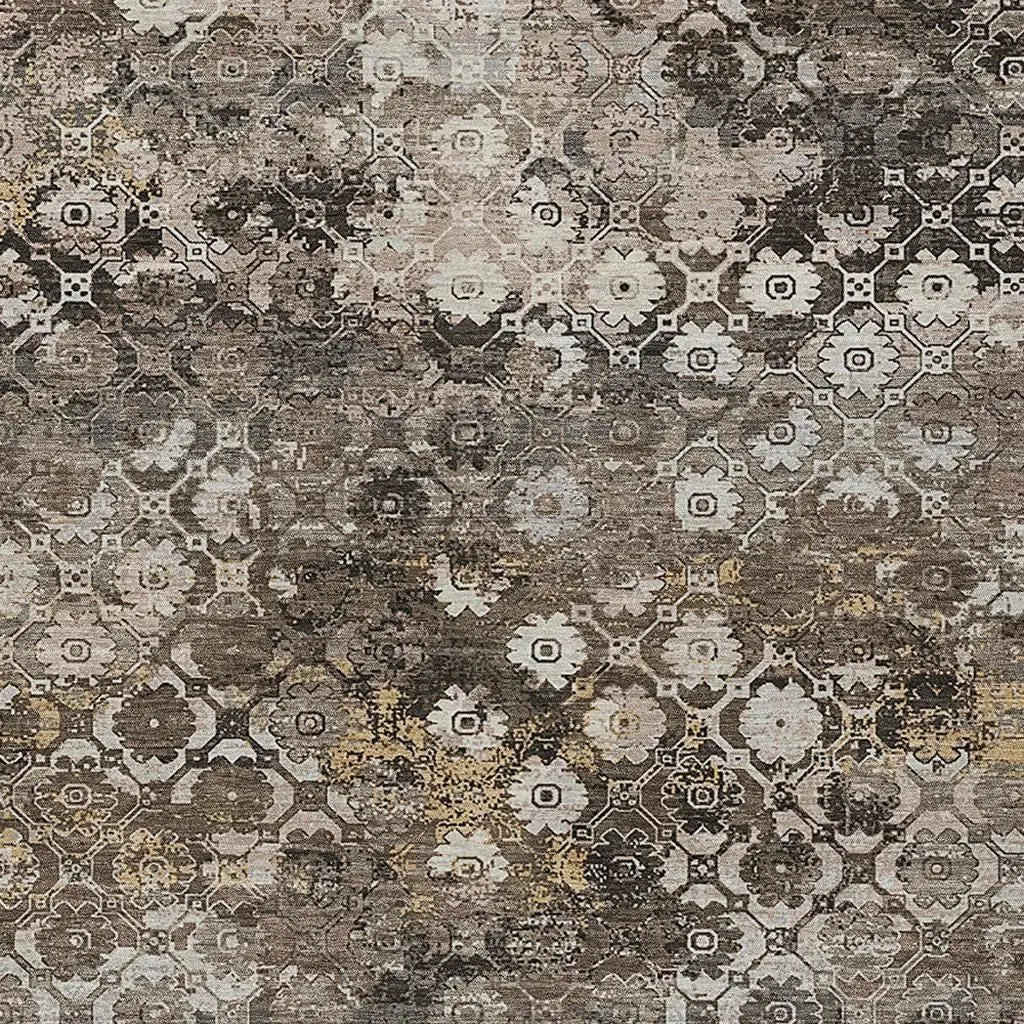 10' X 14' Brown And Beige Abstract Washable Indoor Outdoor Area Rug Homeroots Outdoor