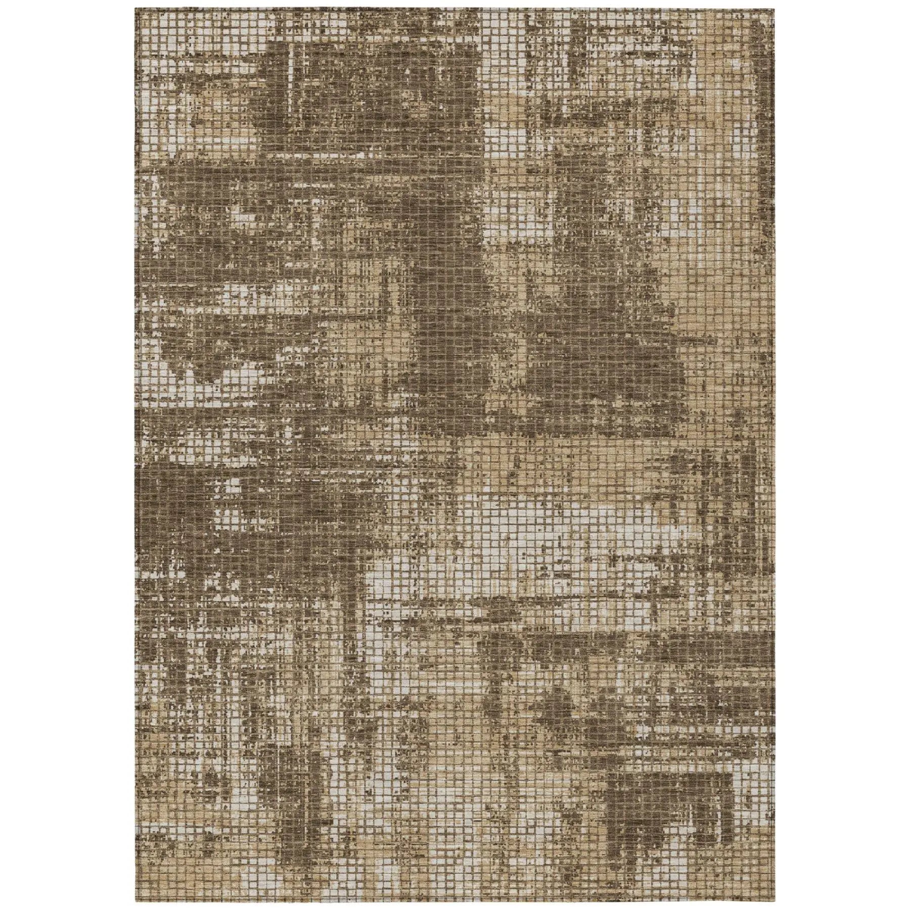 10' X 14' Brown And Beige Abstract Washable Indoor Outdoor Area Rug Homeroots Outdoor