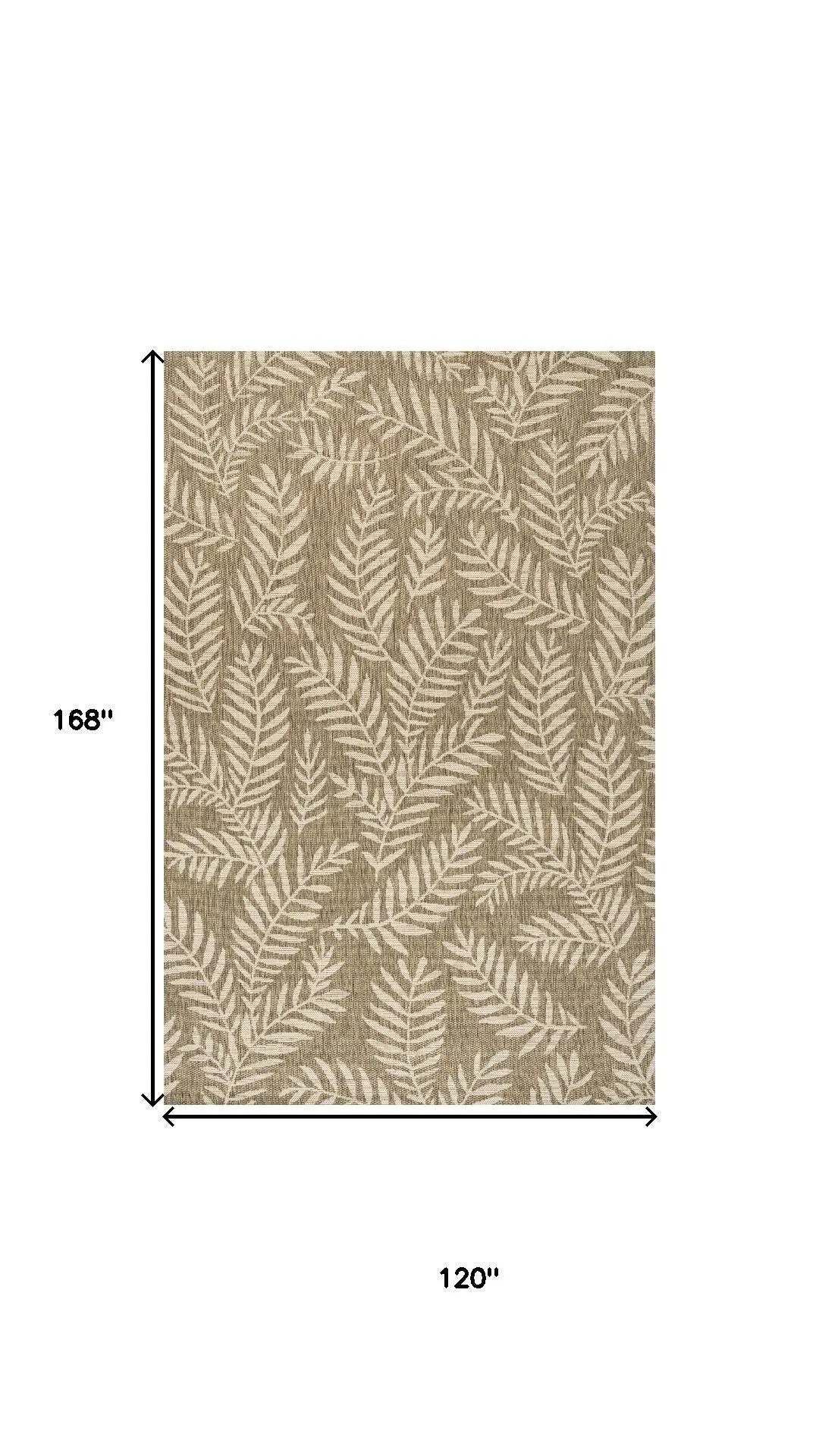 10' X 14' Brown And Beige Floral Indoor Outdoor Area Rug Homeroots Outdoor