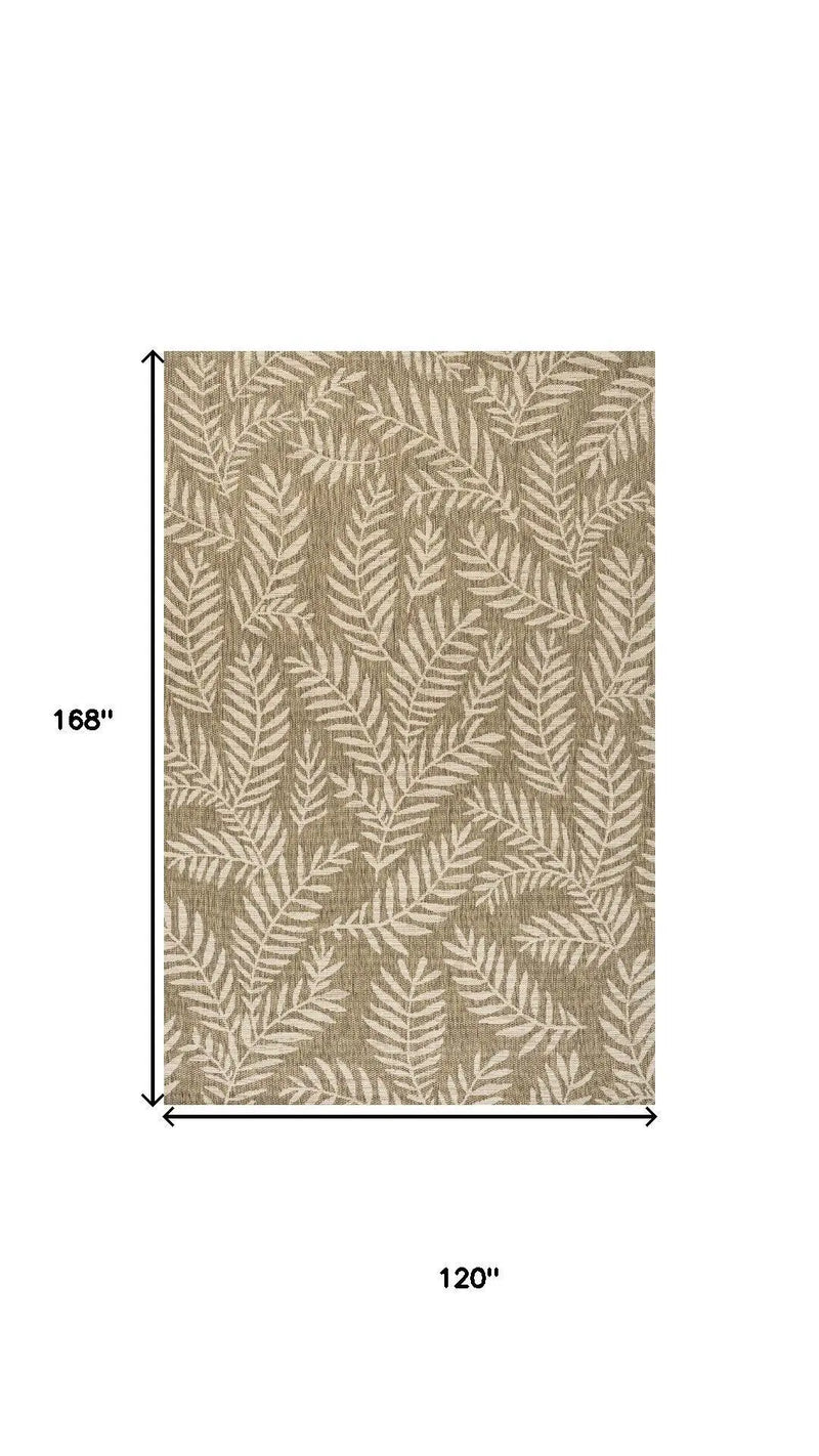 10' X 14' Brown And Beige Floral Indoor Outdoor Area Rug Homeroots Outdoor