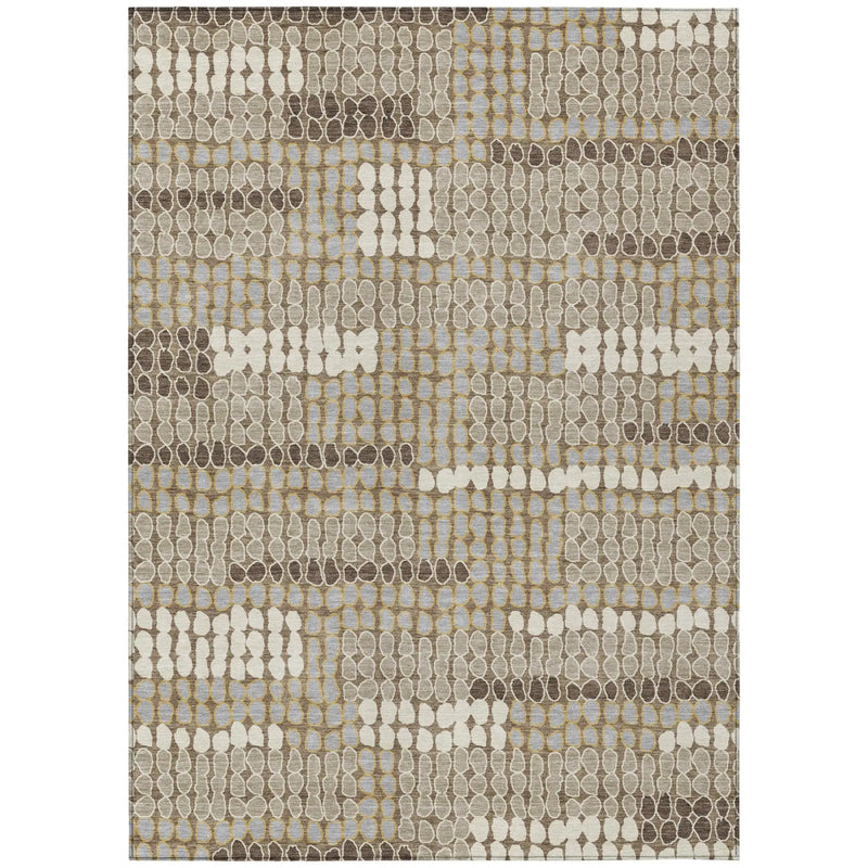 10' X 14' Brown And Beige Geometric Washable Indoor Outdoor Area Rug Homeroots Outdoor