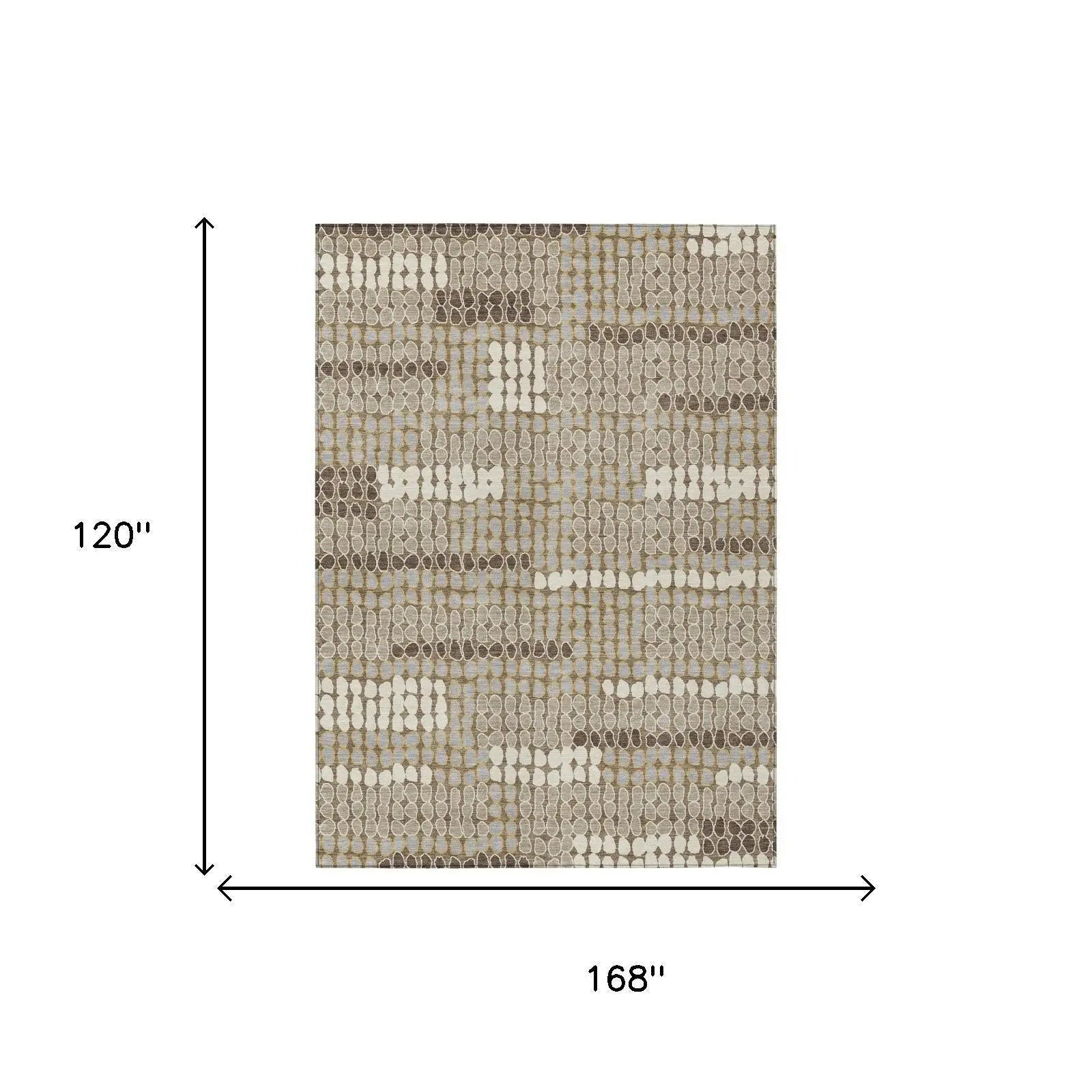 10' X 14' Brown And Beige Geometric Washable Indoor Outdoor Area Rug Homeroots Outdoor