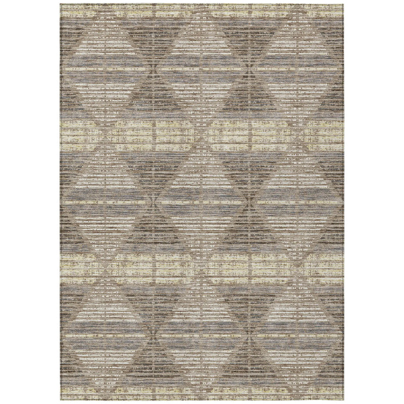 10' X 14' Brown And Beige Geometric Washable Indoor Outdoor Area Rug Homeroots Outdoor
