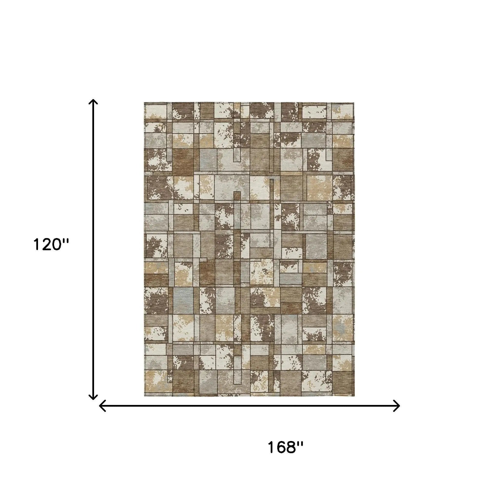 10' X 14' Brown And Beige Geometric Washable Indoor Outdoor Area Rug Homeroots Outdoor