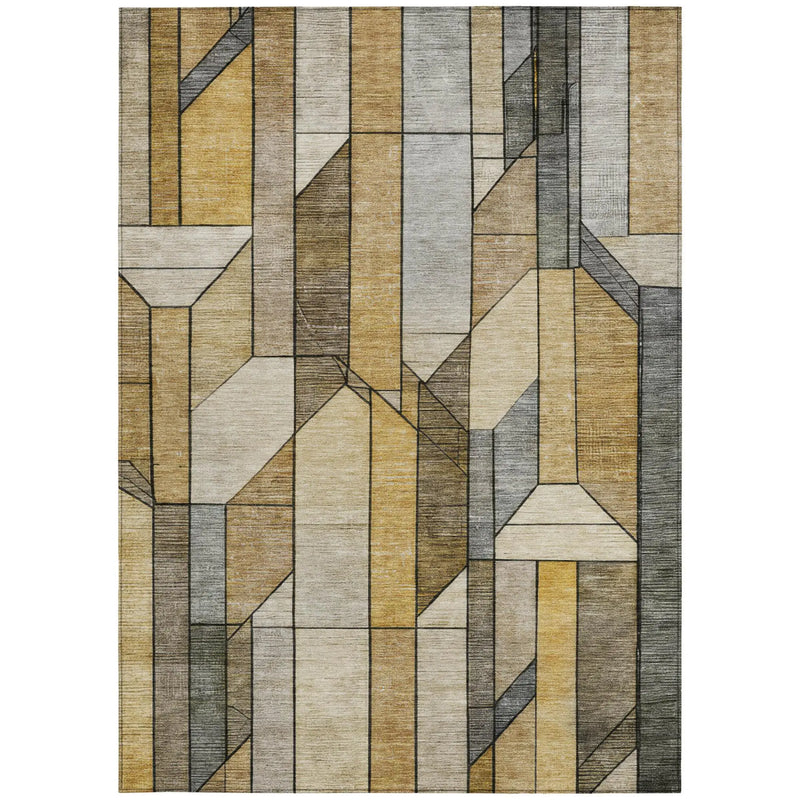 10' X 14' Brown And Beige Geometric Washable Indoor Outdoor Area Rug Homeroots Outdoor