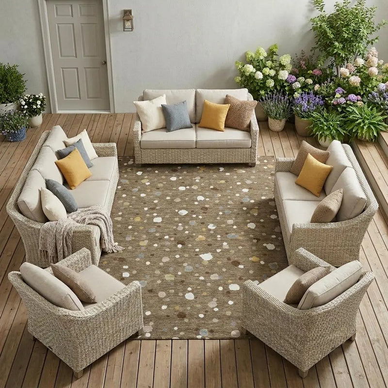 10' X 14' Brown And Beige Geometric Washable Indoor Outdoor Area Rug Homeroots Outdoor