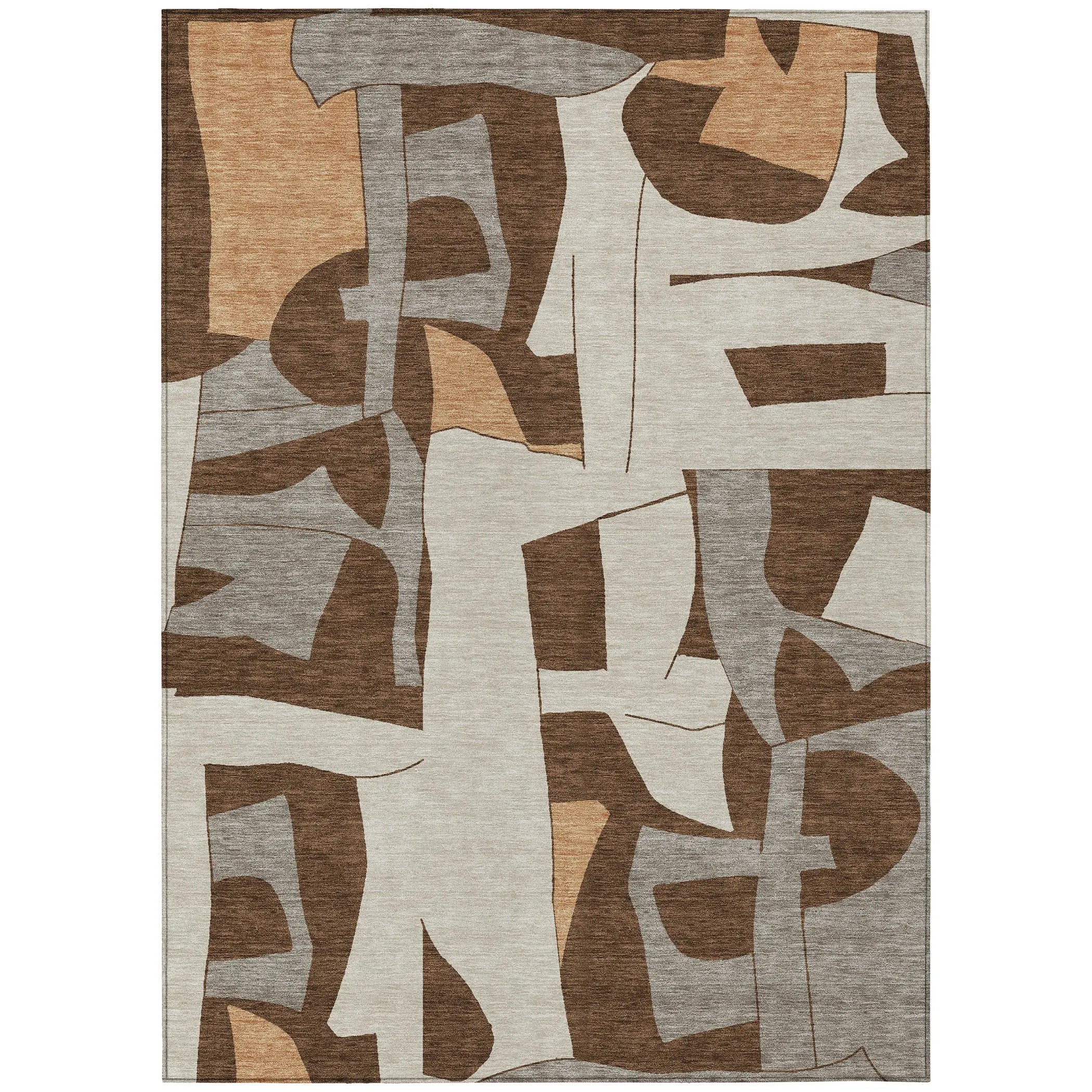10' X 14' Brown And Beige Geometric Washable Indoor Outdoor Area Rug Homeroots Outdoor
