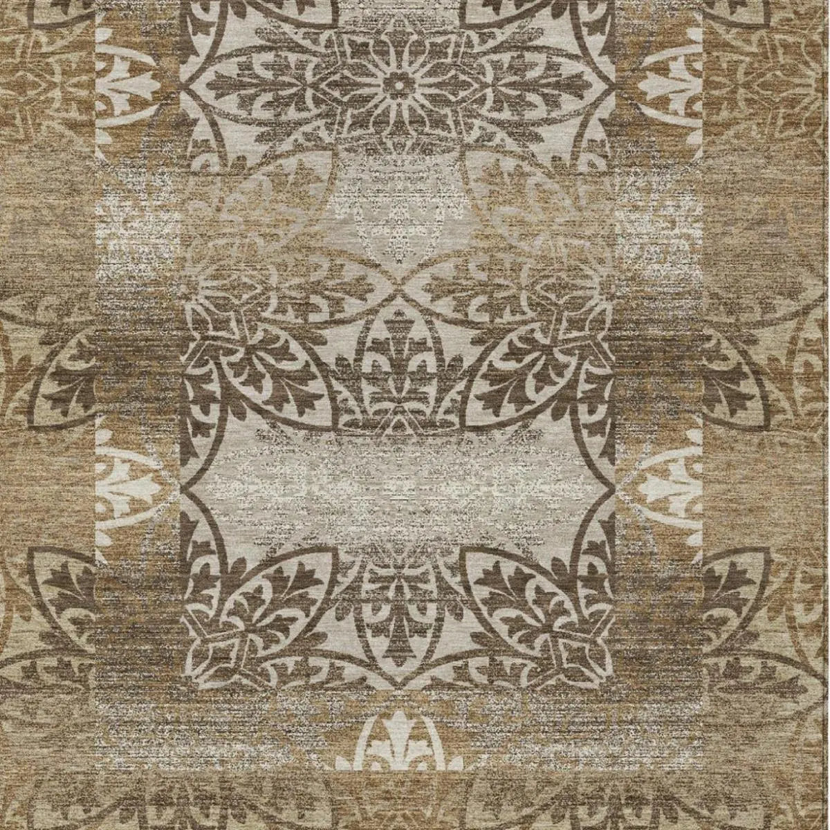 10' X 14' Brown And Beige Oriental Washable Indoor Outdoor Area Rug Homeroots Outdoor