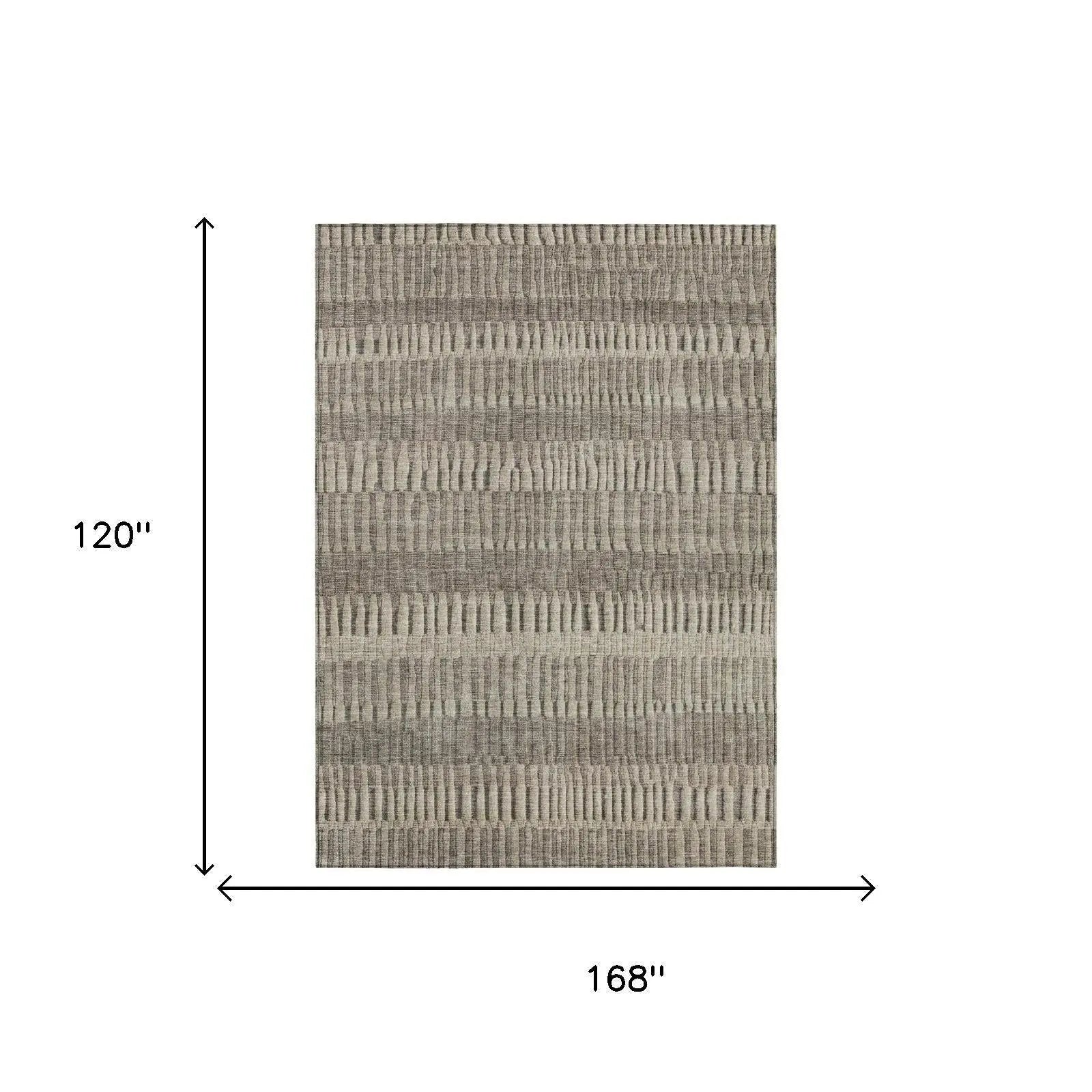 10' X 14' Brown And Beige Striped Washable Indoor Outdoor Area Rug Homeroots Outdoor