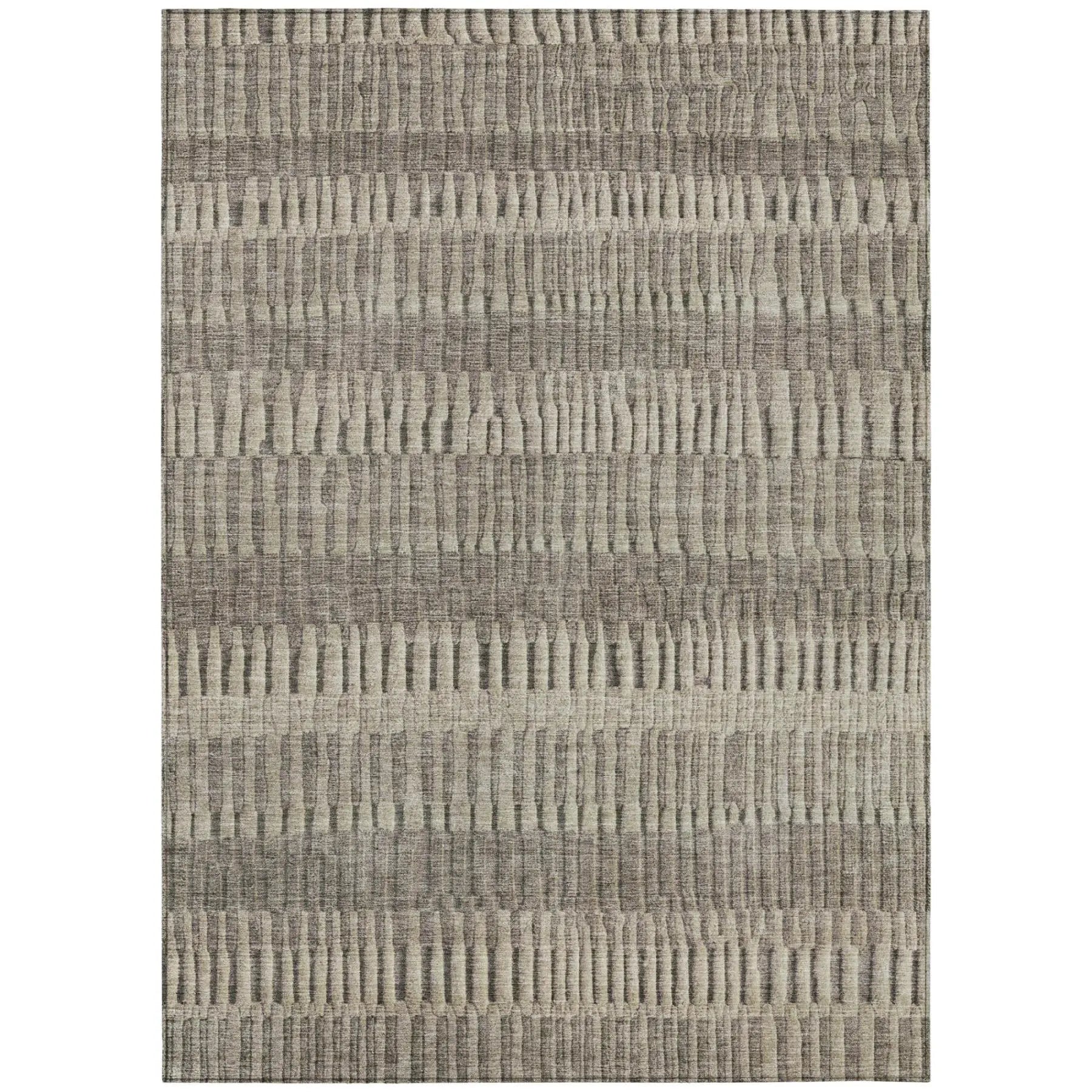 10' X 14' Brown And Beige Striped Washable Indoor Outdoor Area Rug Homeroots Outdoor