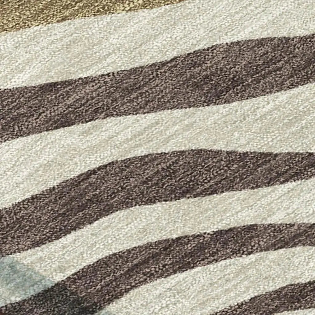 10' X 14' Brown And Beige Zebra Print Washable Indoor Outdoor Area Rug Homeroots Outdoor