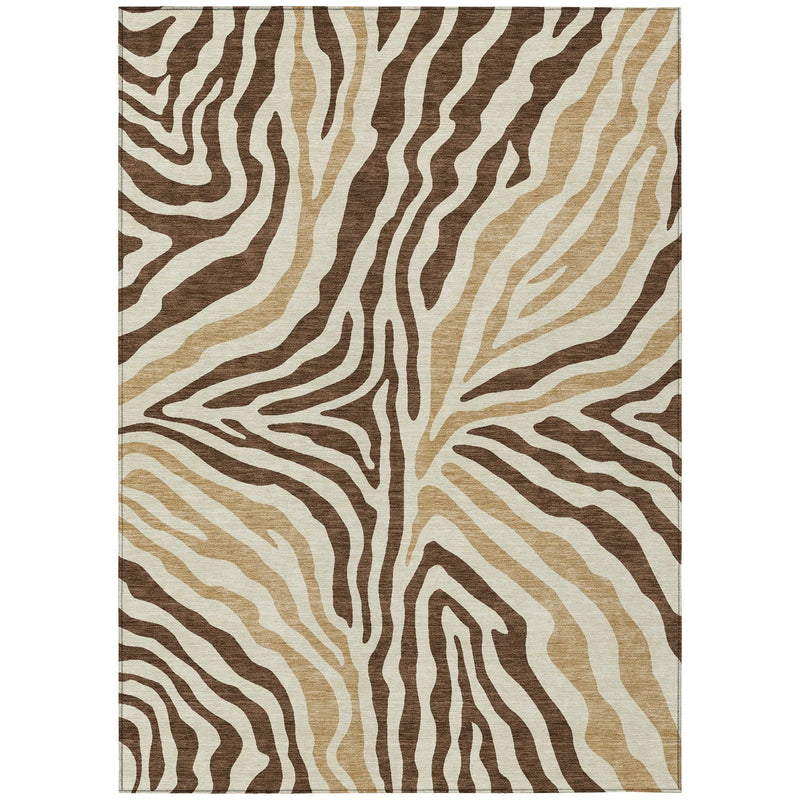 10' X 14' Brown And Beige Zebra Print Washable Indoor Outdoor Area Rug Homeroots Outdoor