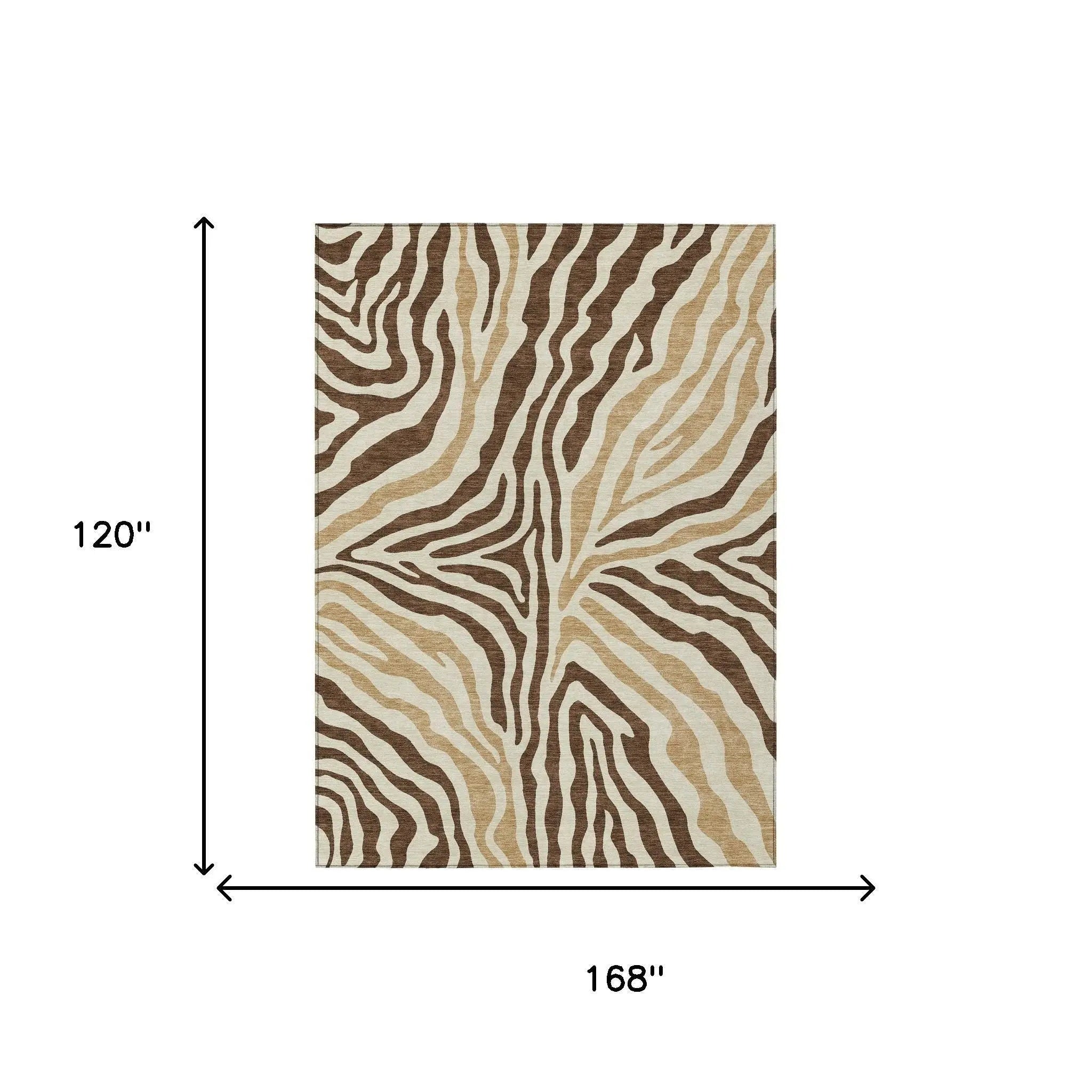 10' X 14' Brown And Beige Zebra Print Washable Indoor Outdoor Area Rug Homeroots Outdoor