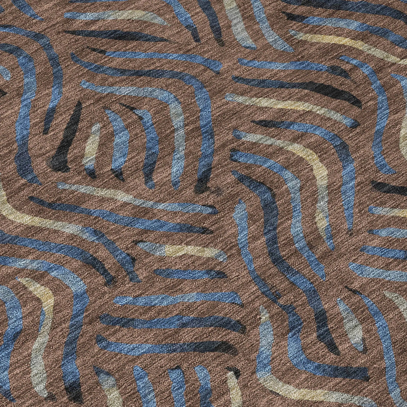 10' X 14' Brown And Black Abstract Washable Indoor Outdoor Area Rug Homeroots Outdoor