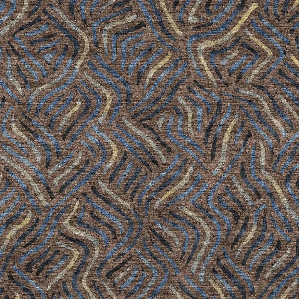 10' X 14' Brown And Black Abstract Washable Indoor Outdoor Area Rug Homeroots Outdoor