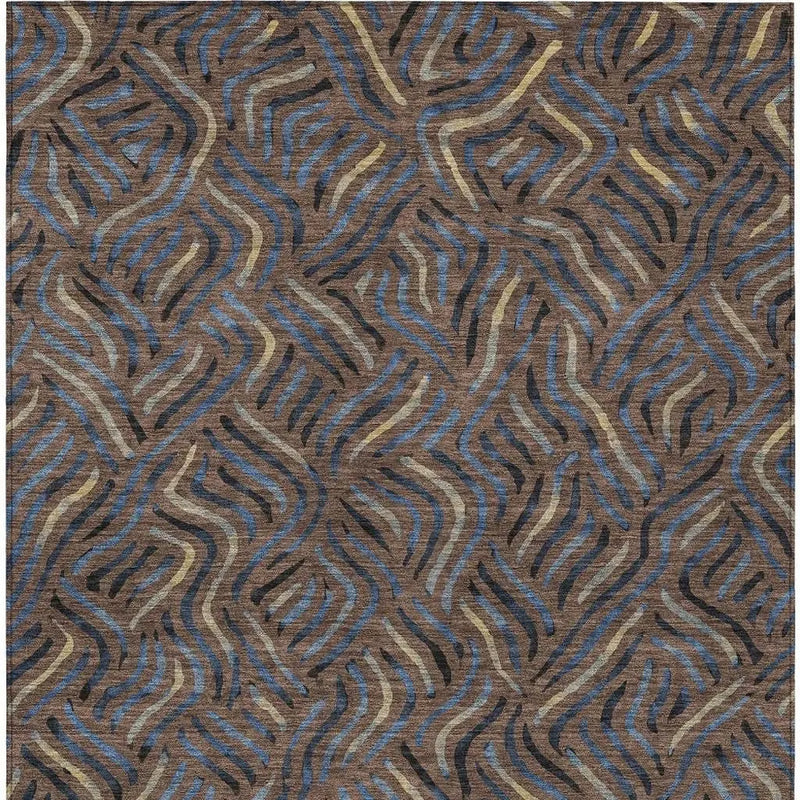 10' X 14' Brown And Black Abstract Washable Indoor Outdoor Area Rug Homeroots Outdoor