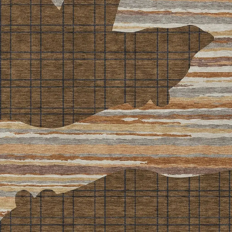 10' X 14' Brown And Black Abstract Washable Indoor Outdoor Area Rug Homeroots Outdoor