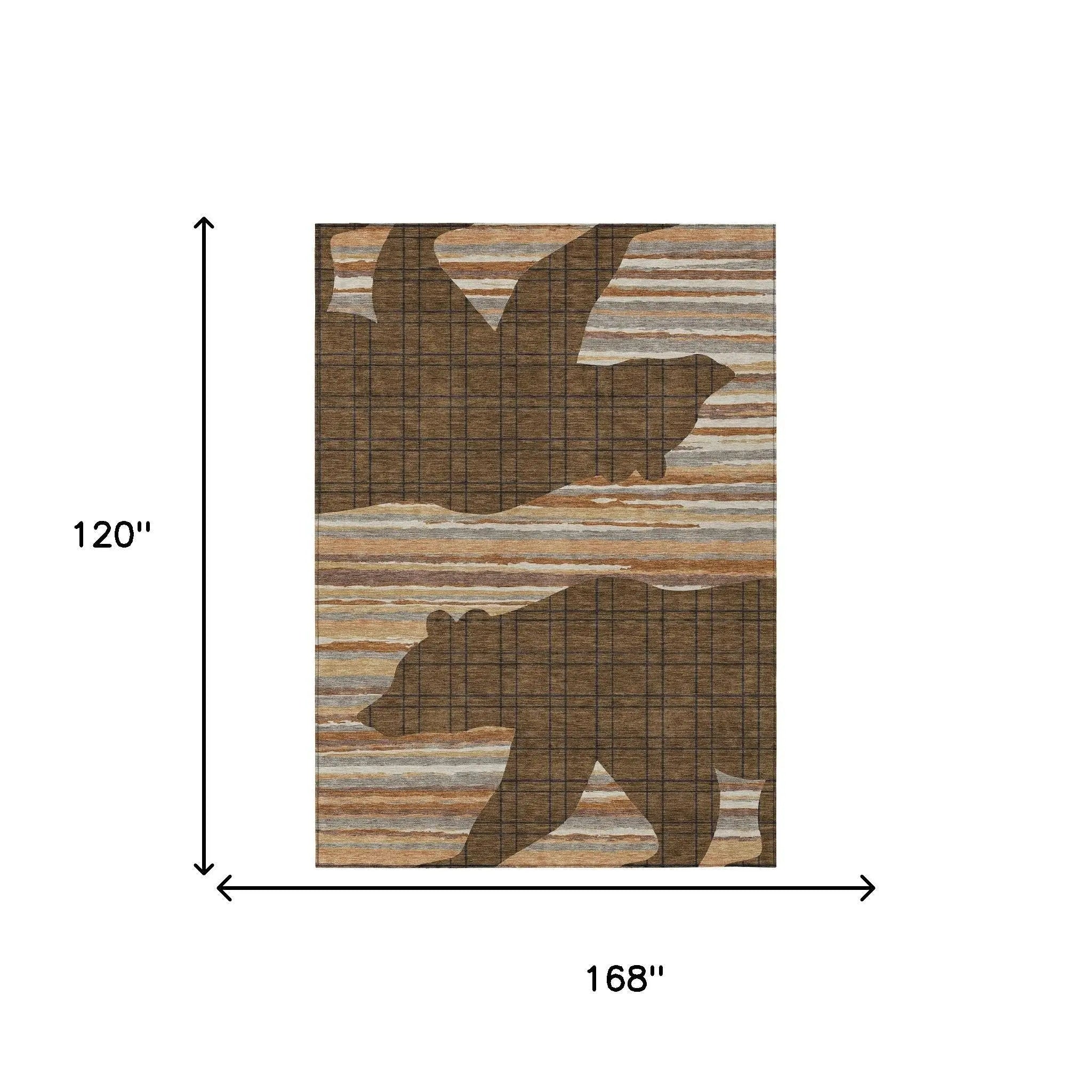 10' X 14' Brown And Black Abstract Washable Indoor Outdoor Area Rug Homeroots Outdoor