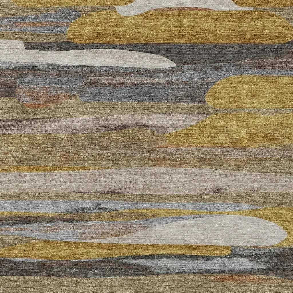 10' X 14' Brown And Charcoal Abstract Washable Indoor Outdoor Area Rug Homeroots Outdoor